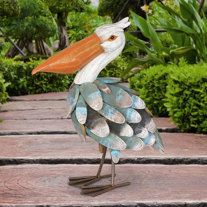 Dovecove Wood and Metal Pelican Garden Statue & Reviews Wayfair